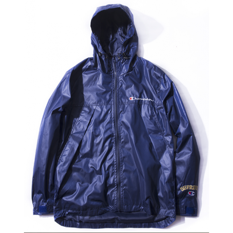 Supreme Champion Title Zipper Hooded Windbreaker Jacket (Blue)