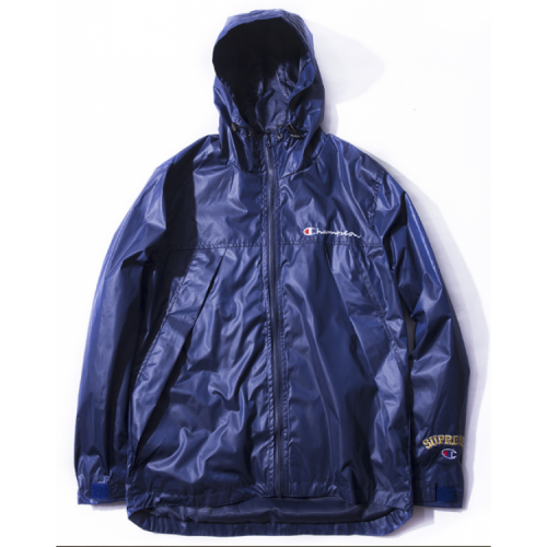 Supreme Champion Title Zipper Hooded Windbreaker Jacket (Blue)